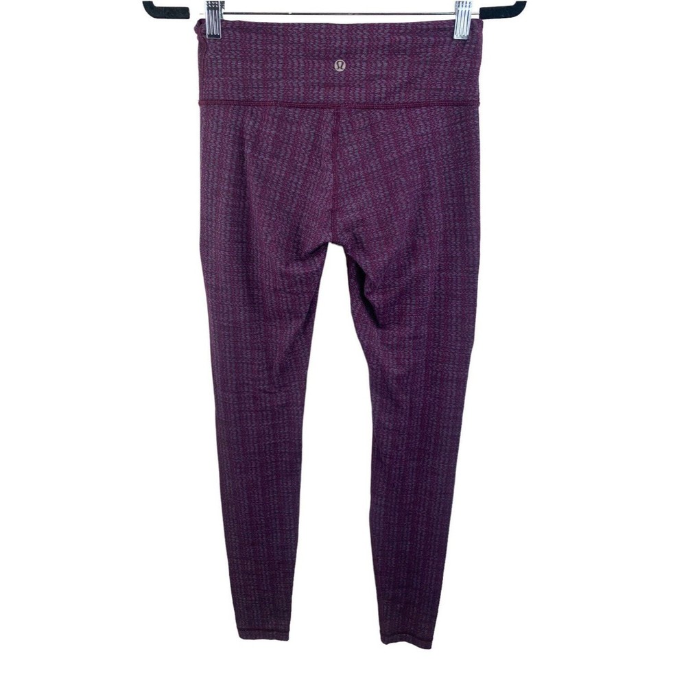 Lululemon Leggings Sz 6 Wunder Under Purple Ziggy Wee Raspberry Geo Chevron